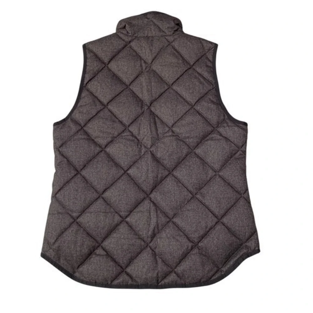 J Crew Quilted Puffer Vest Heathered Charcoal Gray Size S Down Fill Zip‎ Pockets